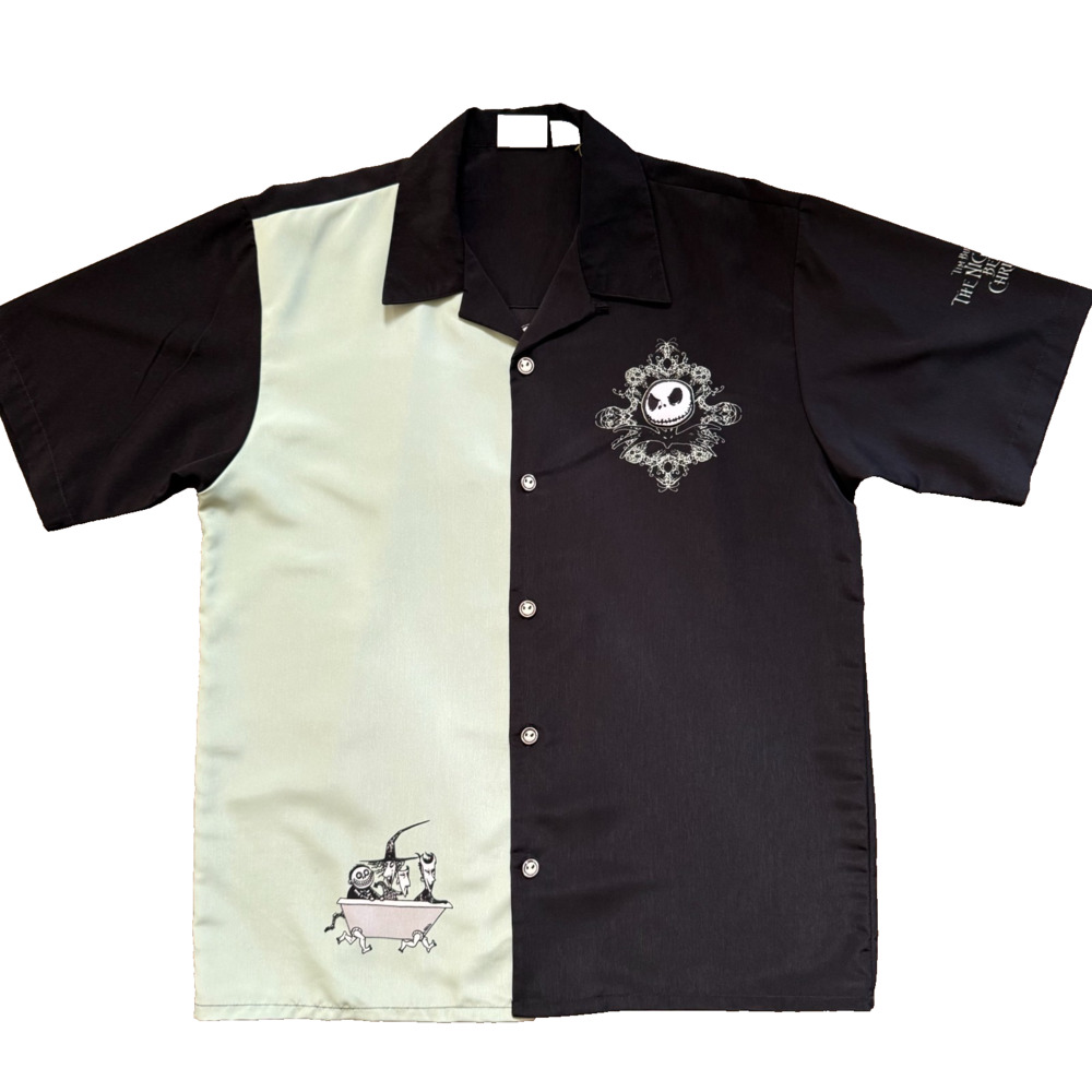 Vintage Disneyland Jack Skellington Nightmare Before Christmas Bowling Shirt L
